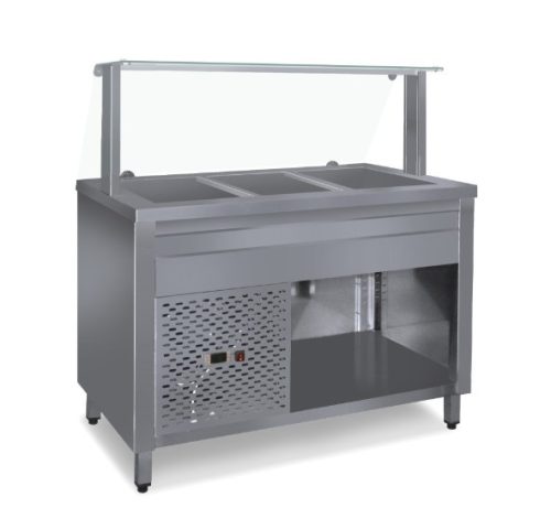 Hűtőpult 3xGN1/1 üveges felépítménnyel 