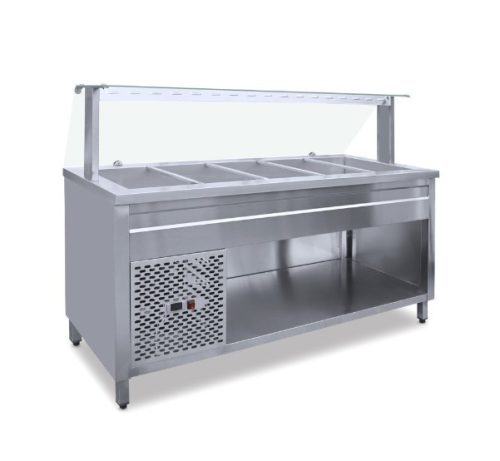 Hűtőpult 5xGN1/1 üveges felépítménnyel 