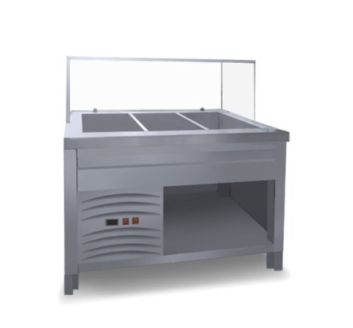 Hűtőpult 3xGN1/1 üveges felépítménnyel LED világitással