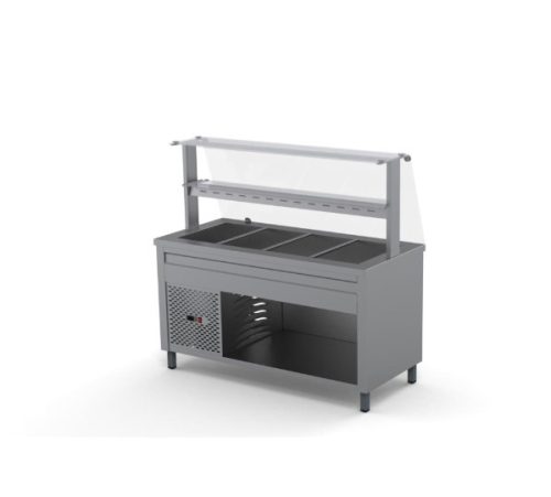 Hűtőpult 4xGN1/1 üveges felépítménnyel üvegpolccal