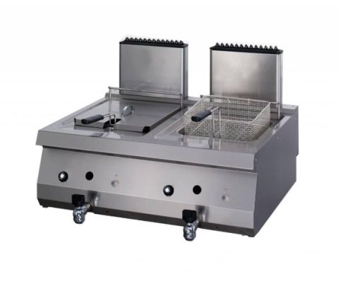 Asztali ipari olajsütő - 2x12L gázüzemű