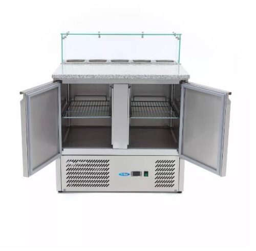 Pizzapult - Maxima 2 ajtós - 285 L, üveges feltéthűtővel