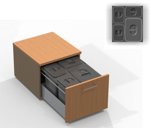 Beépíthető hulladékgyűjtő - Ekotech Jazz 45 1x15 liter + 3x7 liter