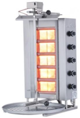 Gázüzemű gyros sütő - 5 fűtőbetétes