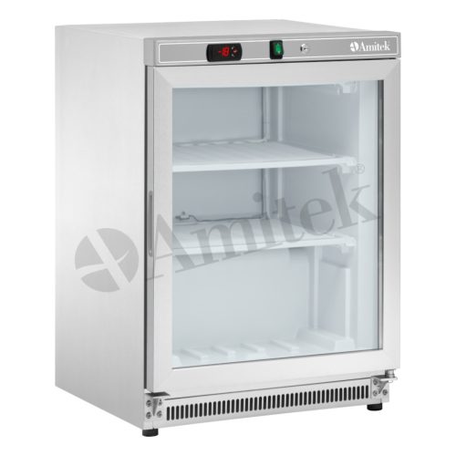 Üvegajtós fagyasztószekrény - Amitek AKM200FGSS 140 literes