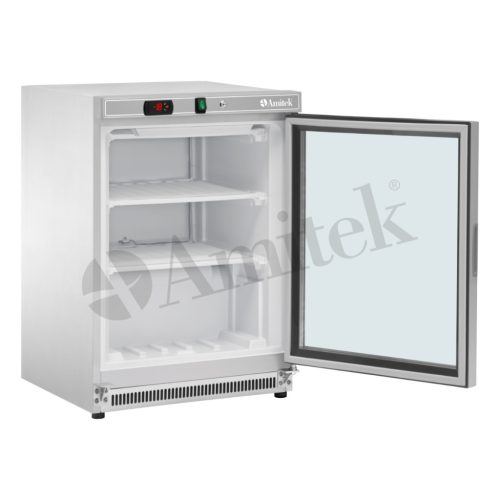 Üvegajtós fagyasztószekrény - Amitek AKM200FGSS 140 literes