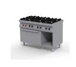 Ipari gáztűzhely - 6 lángos elektromos sütővel, őrláng nélkül