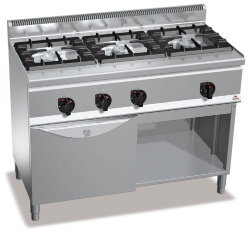 Ipari gáztűzhely - Berto's G6F3H12+FG1 3 égőfejes, alsó sütővel