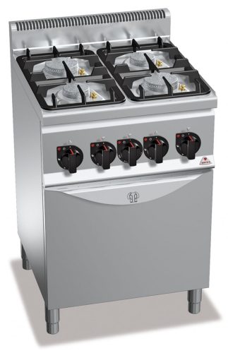 Ipari gáztűzhely - Berto's G6F4PW+FE1 4 égőfejes, elektromos alsó sütővel