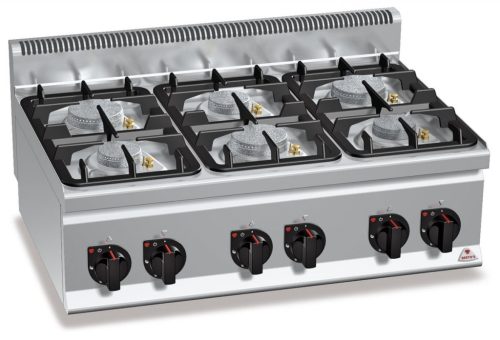 Ipari gáztűzhely - Berto's G6F6BPW 6 égőfejes 