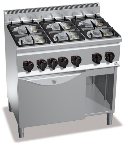 Ipari gáztűzhely - Berto's G6F6PW+FG1 6 égőfejes, alsó sütővel