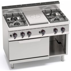   Ipari gáztűzhely - Berto's G7T4P4F+FG 4 égős, francia lappal, gázos alsó sütővel