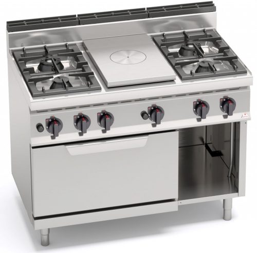 Ipari gáztűzhely - Berto's G7T4P4F+FG 4 égős, francia lappal, gázos alsó sütővel