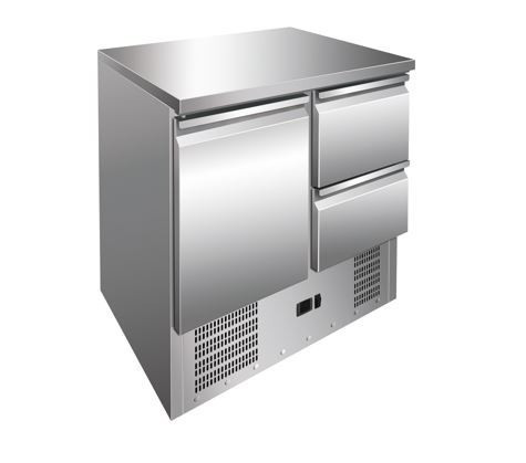 Hűtött munkaasztal - 1 ajtós + 2 fiókos