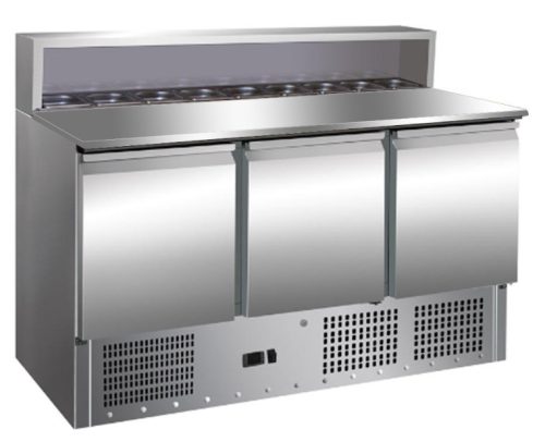 Pizzapult - 3 ajtós hűtött 8×GN1/6 edényhellyel