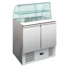   Salátahűtő - 2 ajtós, rozsdamentes, üveg felépítménnyel